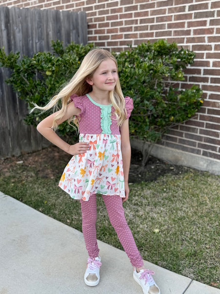 Mauve Dot Ava Ruched Leggings