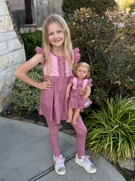 Mauve Dot Ava Ruched Leggings